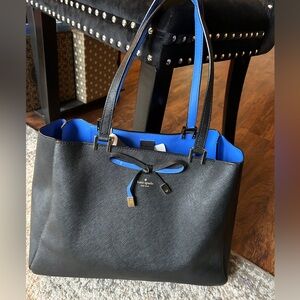 Kate Spade Black Tote with Blue Accents